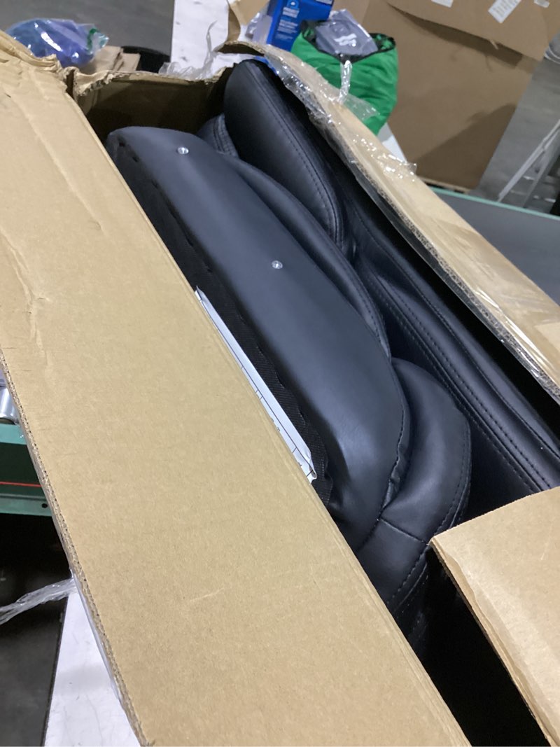 Condition photo showing As Is for ylzyxal office desk chair, ergonomic computer chair with padded flip-up arms and adjustable lumbar support, pu leather executive chair with tilt lock and 360° swivel rolling wheels for work, study black