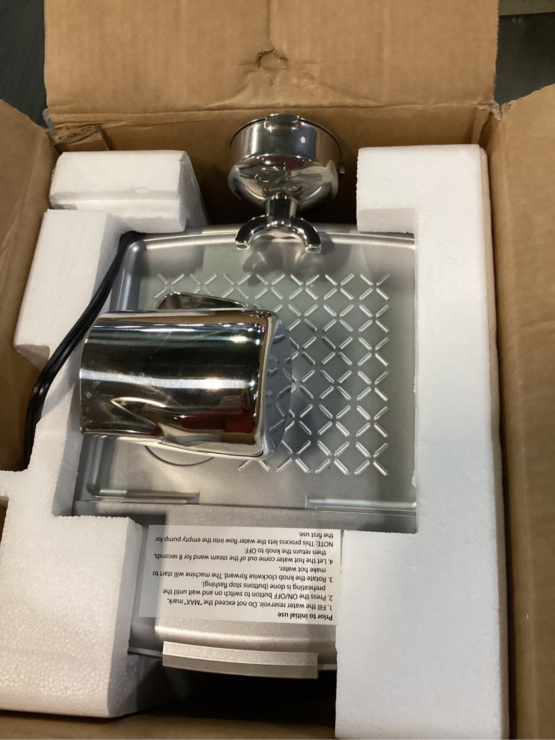 Condition photo showing As Is for amzchef 20 bar compact home espresso coffee machine, metallic silver metallic silver 41oz