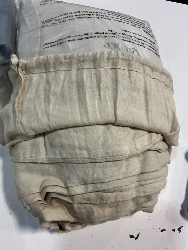 Condition photo showing As Is for quince european linen duvet cover set, king/cal king, oat