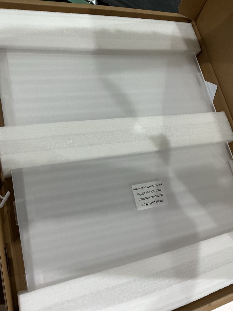 Condition photo showing Good Condition for clear acrylic freestanding dog gates for the house – folding 4-panel pet gates for doorways, stairs, and rooms, transparent indoor barrier for dogs, puppies, and cats 4 panel - 80''w x 24''h