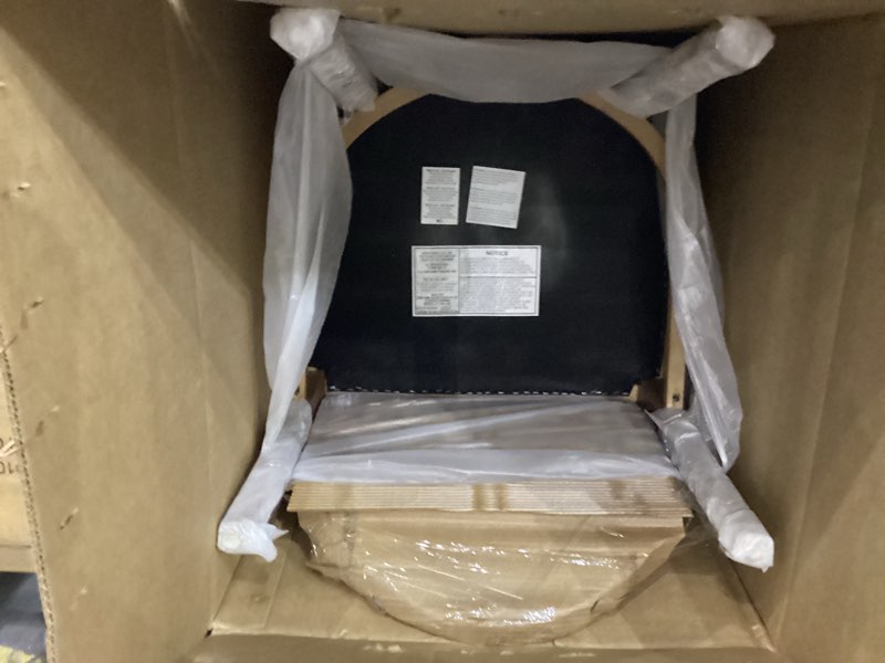 Condition photo showing New/Like New for Linon Etta Natural Wooden Fully Assembled Dining Side Chair Set 2 with Beige Upholstered Seats Dining Height