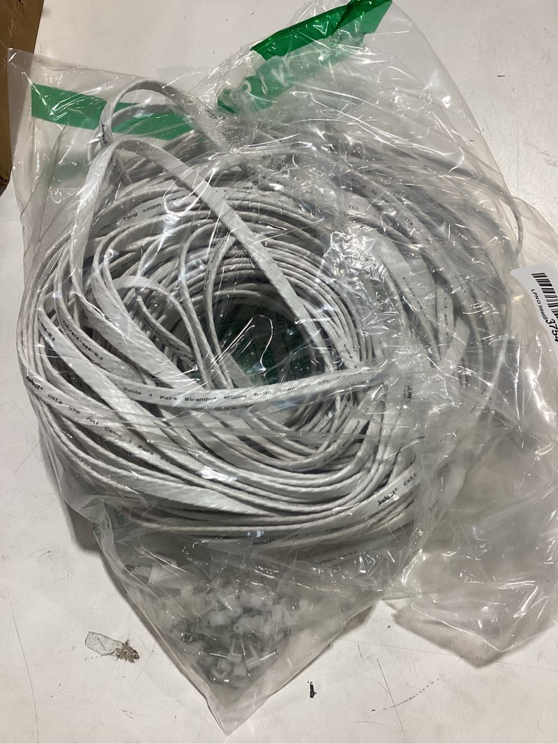 Condition photo showing As Is for jadaol cat 6 ethernet cable 150 ft with cable clips, 10gbps support cat8 cat7 network, flat rj45 lan patch cable, high-speed wired internet cable for router, modem, switch, gaming consoles, pc, white 150ft flat white