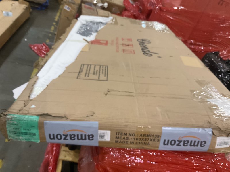 Condition photo showing As Is for Chende Arched Full Length Mirror, 59" x 30" Large Decorative Wall Mirror with Beveled Glass Frame for Wall Decor Living Room, Bathroom, Bedroom, Dining Room, Unique Design 59"L x 30"W