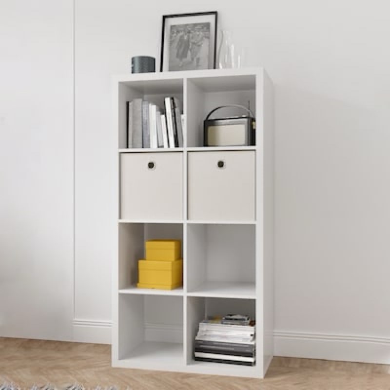 toolcat 57.5-in h x 29.9-in w x 15.4-in d white stackable wood 8 cube organizer