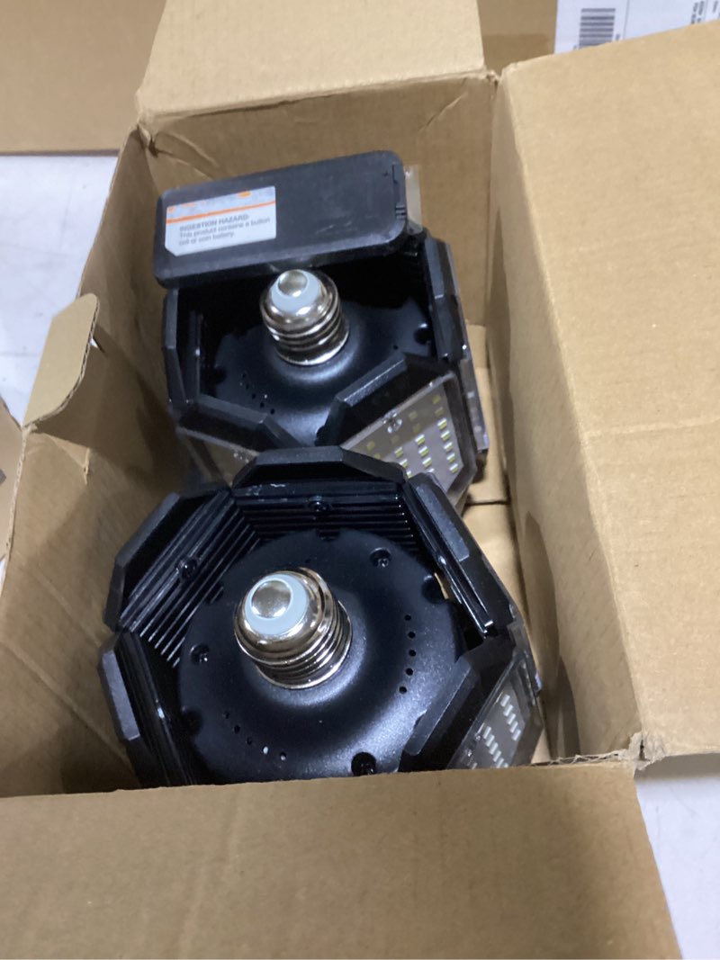 Condition photo showing As Is for 2 pack motion sensor garage light with remote, 15000lm motion sensor shop light with timer, 6500k indoor motion activated led light for garage, workshop, utility room, basement