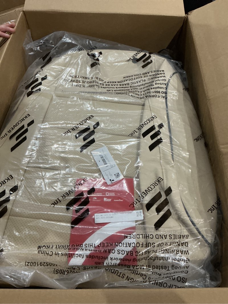 Condition photo showing Good Condition for EKR CRV Seat Covers Custom Fit for Honda CRV 2023 2024 2025 2026 Leather Car Seat Cover Full Set for Trucks SUV,Waterproof Car Seat Cushion,Faux Leather (Beige) Beige 2023-2026 CRV EX,EXL,LX ,Sport,Hybrid