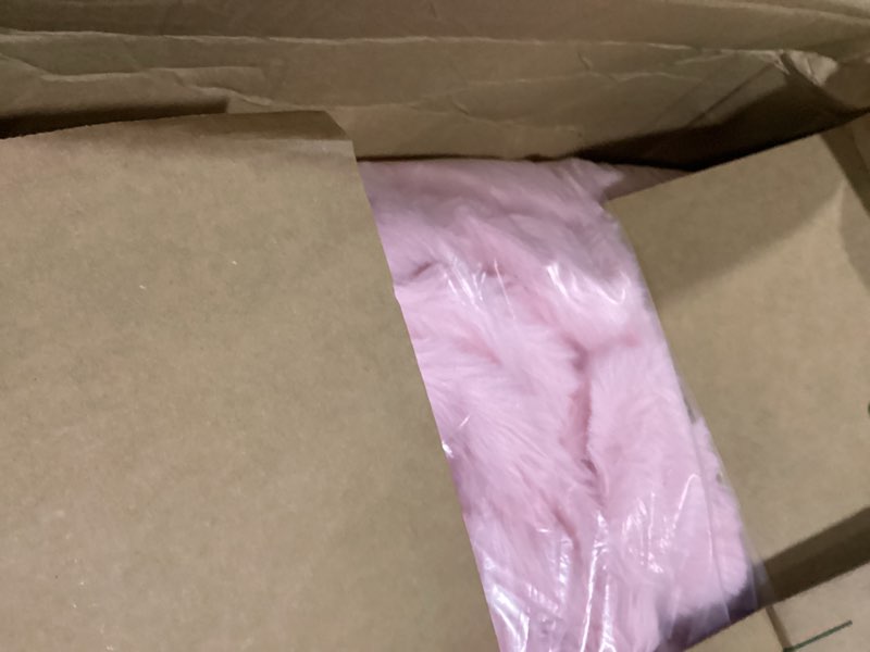 Condition photo showing As Is for lotus karen faux fur throw blanket pink - big bubble rabbit fluff blanket for couch, large fluffy fuzzy cozy blanket,thick furry plush shaggy blankets,90x90 inches pink queen (90" x 90")