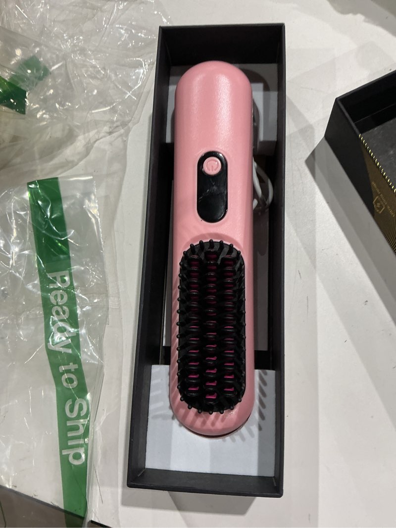 Condition photo showing Good Condition for go brush pro 2026, cordless hair straightener brush, mini hair straightener with 4 temperature settings, portable hair straightener brush with mch heating and ionic & ceramic care for women (pink)