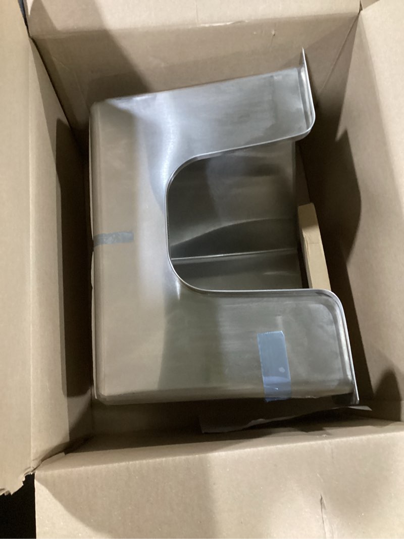 Condition photo showing As Is for stainless steel corner cat litter box, metal litter box with high sided, one-piece corner cat toilet, no assembly required, non-stick, no odor kitten litter pan, easy to clean, for small medium cats xl-22"x16.5"x14.5" silver