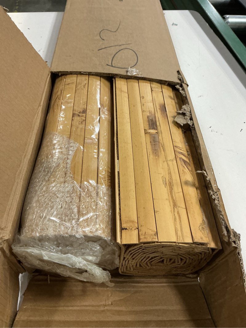 Condition photo showing Good Condition for ouzugie 2 pack 96x48 inch natural bamboo wall panel – coffee pole wrap paneling for walls, ceilings,