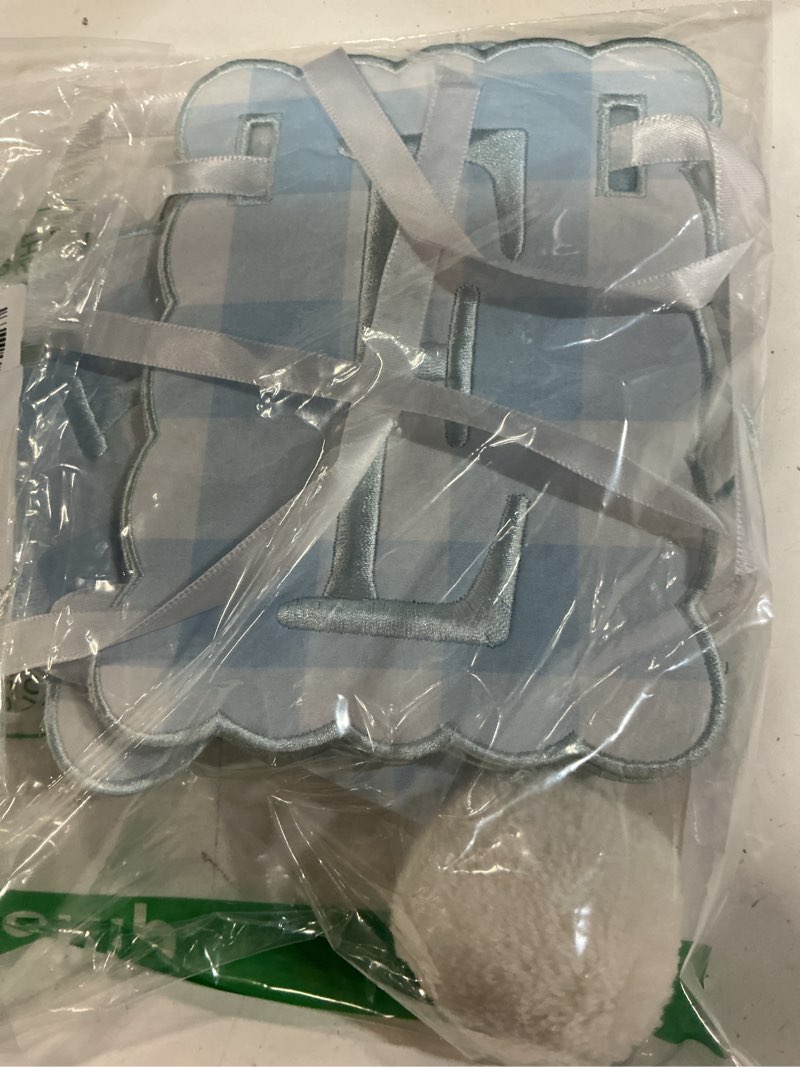 Condition photo showing Good Condition for first birthday decorations for boy blue gingham one high chair banner & party hat for one year old sweet boy birthday supplies (blue bow)