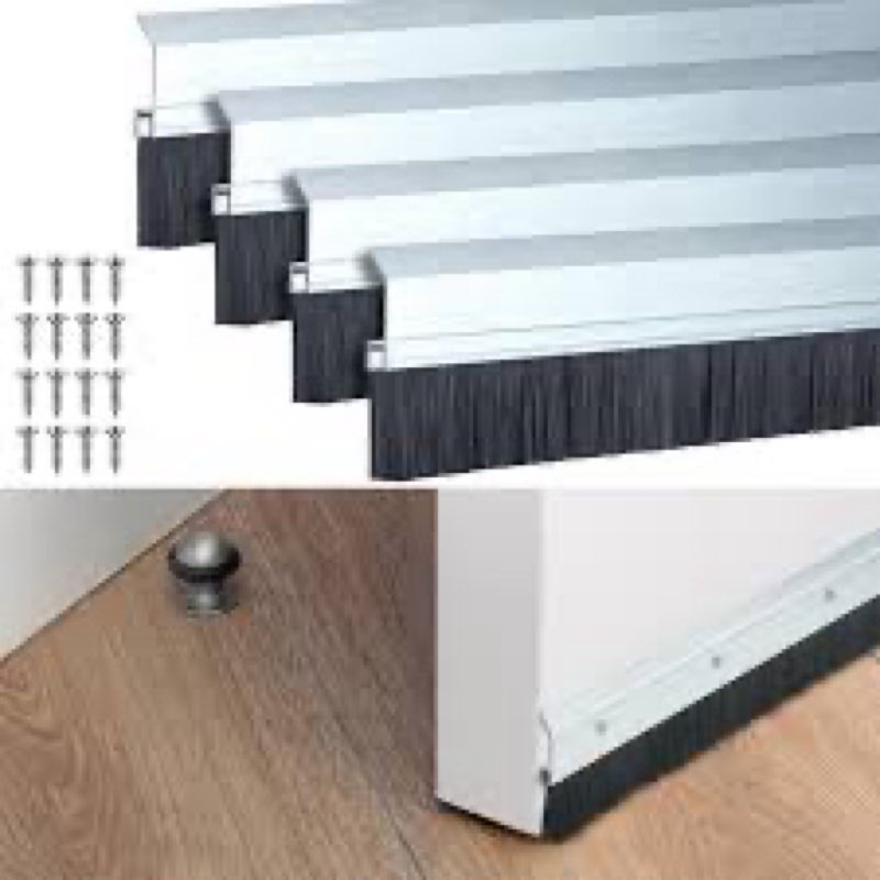 Hushee 4 Pcs 2x36 Inches Brush Door Sweep for Exterior, Aluminum Commercial Door Sweep Bottom All-Se