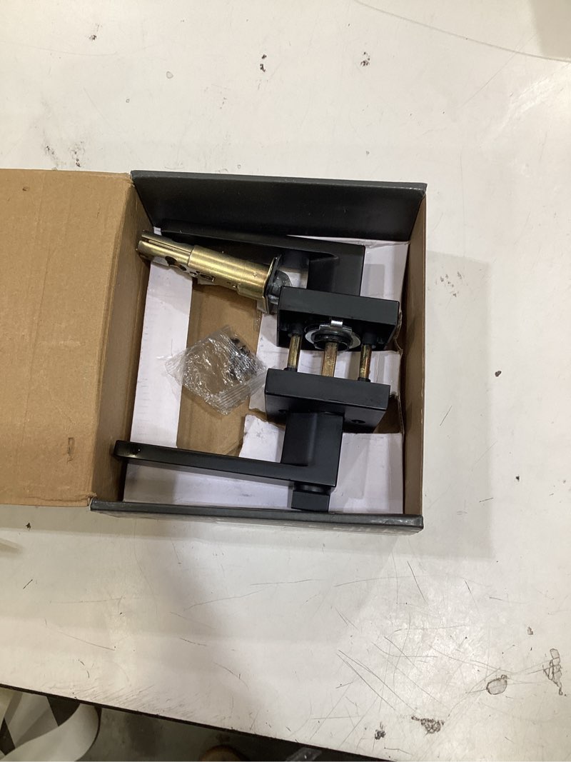 Condition photo showing Good Condition for ticonn matte black door handle heavy duty, reversible square door lever for bedroom, bathroom, rooms (keyed entry - keyed alike, 1 pack) 1 keyed entry - keyed alike black