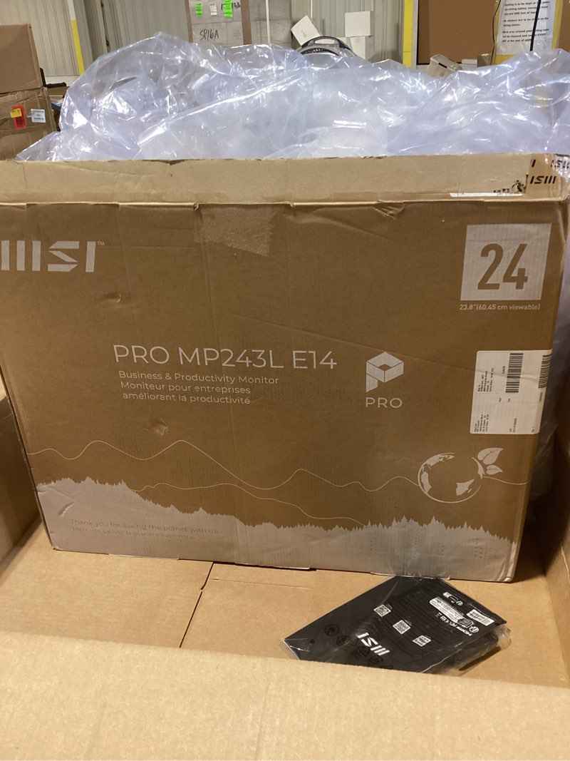 Condition photo showing Good Condition for msi pro mp243l e14 24-inch ips 1920 x 1080 (fhd) gaming office monitor, 144hz, adaptive-synch, hdr ready, hdmi, vga port,vesa mountable, tilt, 4-side slim bezel,1ms, black