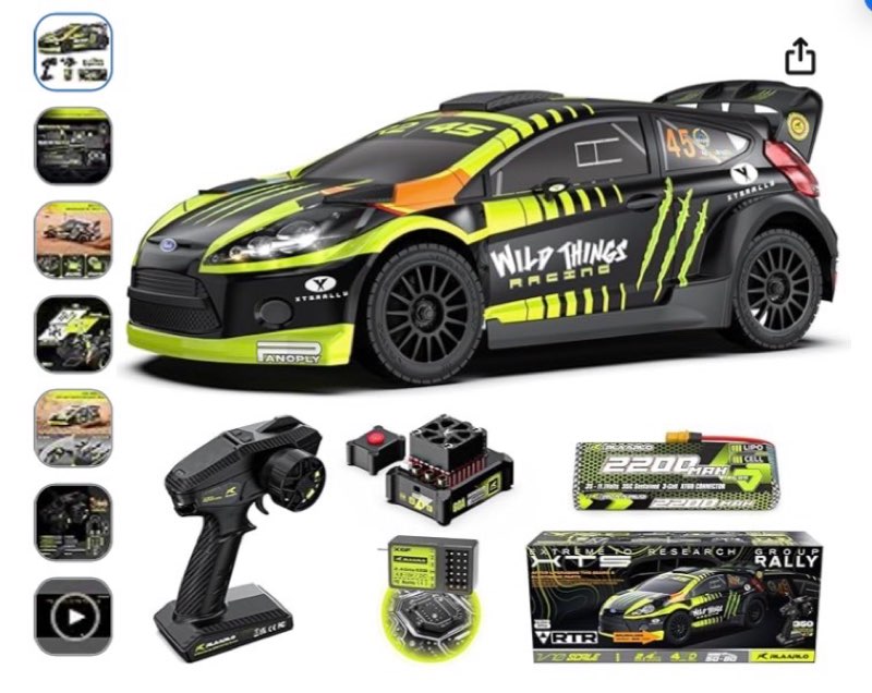CROBOLL RLAARLO 1/10 Brushless Carbon Fiber RC Drift Cars for Adults with Gyro, Max 50 mph Fast RC Rally Car, 2.4Ghz All Terrain Remote Control Car 4x4 Hobby RTR RC Truck with 3S Battery