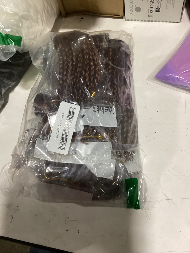 Condition photo showing New/Like New for eeanno goddess box braids crochet hair 18 inch 7 packs brown boho crochet hair for women pre looped crochet box braids with curly ends, 30 18 inch (pack of 7) 30#