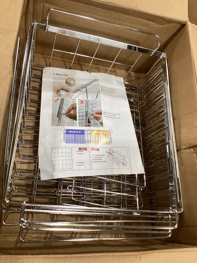 Condition photo showing As Is for large freezer baskets for chest freezer with dividers, deep freezer organizer bins expandable 15.5"~24.5", hanging storage container baskets for chest freezer sort frozen meats