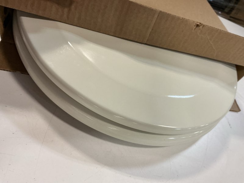 Condition photo showing Good Condition for Bemis 500EC Durable Wood Toilet Seat with Easy Clean Hinges, Made in USA, Round, Biscuit