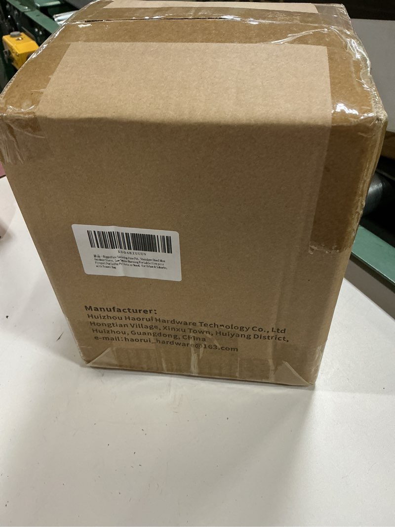 Condition photo showing New/Like New for portable 9 inch table top fire pit, tabletop smokeless fire pit, low smoke burning mini outdoor stove firepit fueled by pellets or wood, for urban & suburbs, with travel bag,23.2x16.3cm stainless steel metallic gradient