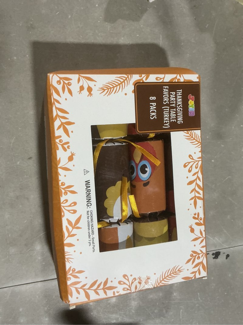 Condition photo showing Good Condition for joyin 8 pack thanksgiving non-snap party favor, turkey style thanksgiving party games for fall holiday, no snap party table favor set with joke dice & gifts, holiday prizes for kids adults
