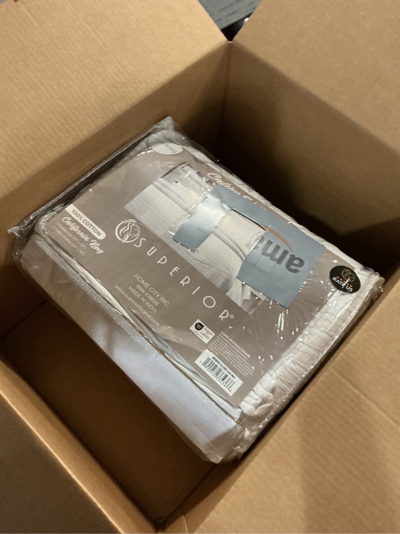 Condition photo showing New/Like New for Superior 3 Piece Cotton Bedspread Set, Home Bed Decor, Decorative Bed Spread, 2 Pillow Shams, Medium Weight Blanket, Matelasse Coverlet, Bedding Essentials, Calvert Collection, California King, White White California King