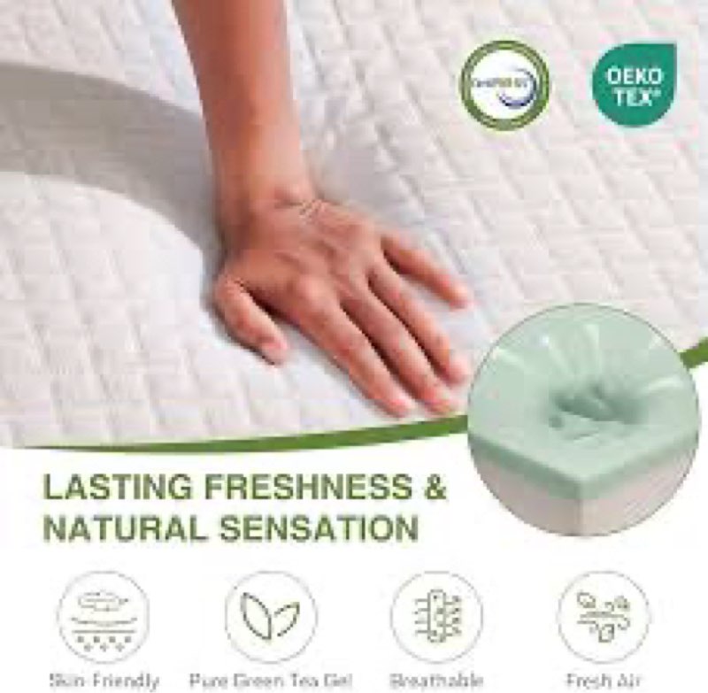 egohome 5 inch full size mattress for kids, memory foam mattress with cooling green tea gel, relieve
