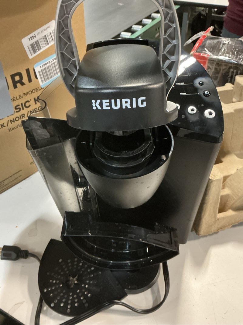 Condition photo showing As Is for Keurig K-Classic Single Serve K-Cup Pod Coffee Maker, with 3 Brew Sizes, 48oz Removable Reservoir, Black