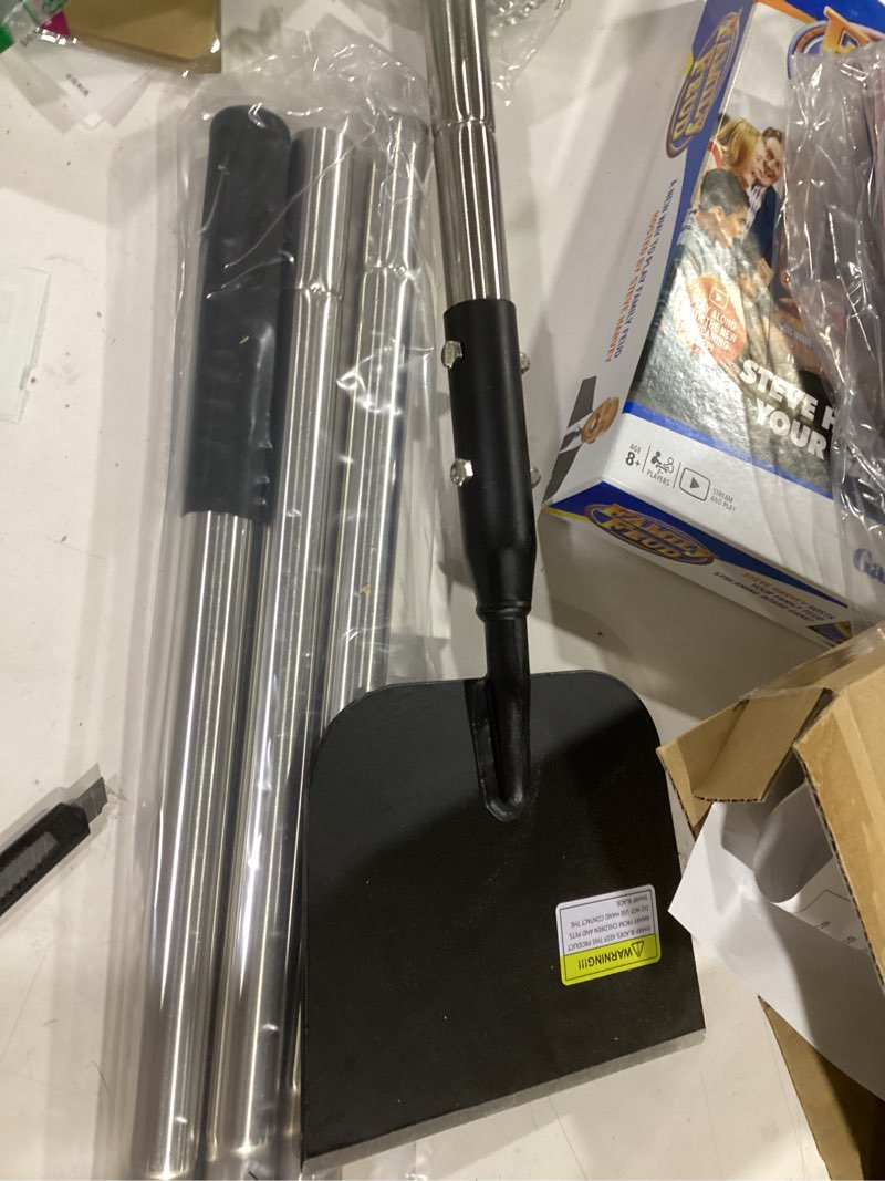 Condition photo showing New/Like New for flat shovel with adjustable handle, 59 in floor scraper, ice scraper, garden cleaning scraper, ice chopper, snow shovel, multifunctional weed remover tool for walkway driveway