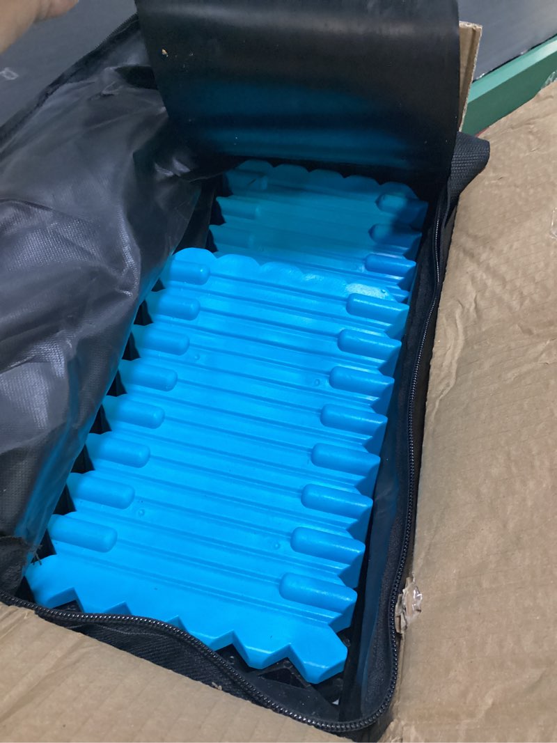 Condition photo showing Good Condition for kohree rv leveling blocks, levels up to 5", supports up to 50,000 lbs, curved camper levelers with wheel chocks, rubber mats & carry bag for travel trailers & fifth wheels, blue