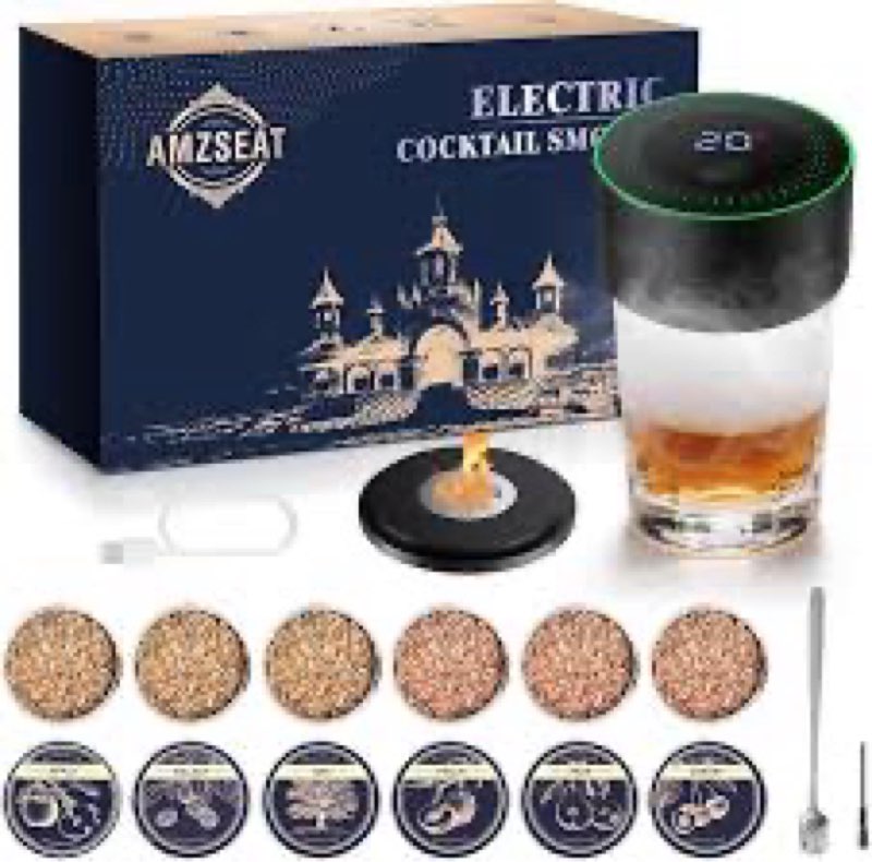 electric whiskey smoker kit-rechargeable cocktail smoker set with 6 wood chips-unique bourbon ideal christmas, birthday, valentine's day gift,gifts for men, dad, husband
