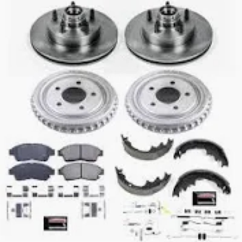 TRQ Front and Rear Brake Pad & Rotor,Shoe & Drum Kit Semi-Metallic Compatible with 2009-2013 Chevrol