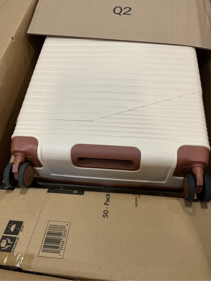 Condition photo showing Good Condition for Luggage Sets 3 Piece, Hard Shell Carry on Suitcase with Spinner Wheels and TSA Lock, Travel Lightweight Luggage Set with YKK Zippers (Beige, 5 piece sets?20/24/28/DB/TB) Beige 5 piece sets (20/24/28/DB/TB)