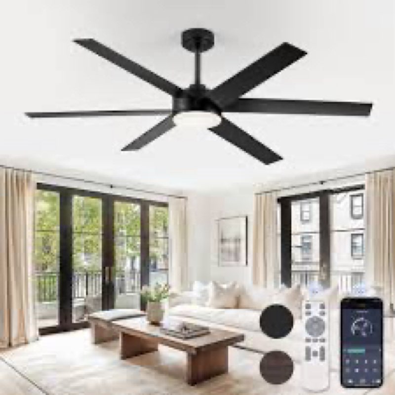 Fanbulous 60 inch Ceiling Fans with Lights, Smart Flush Mount Ceiling Fan and Remote APP, Modern Low