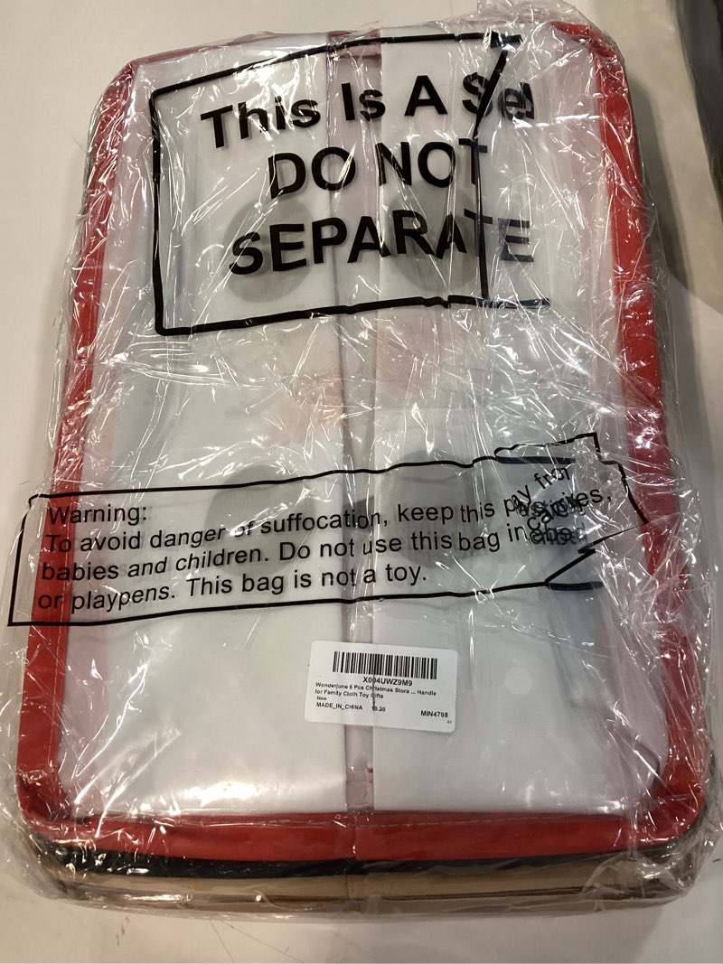 Condition photo showing New/Like New for 6 Pcs Large Christmas Storage Basket 15 x 8.7 x 10.2 Inch Empty Christmas Gift Baskets with Handle Rectangle Foldable Xmas Storage Bin Organizer Box with Handle for Family Cloth Toy Gifts