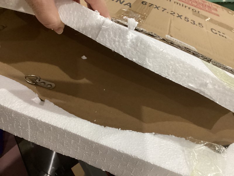 Condition photo showing Good Condition for KOHROS Scalloped Bathroom Mirrors for Over Sink 18" x 24" Silver Frameless Beveled Edge Wall Mirror for Bathroom Vanity Entryway Scalloped 18"L x 24"W