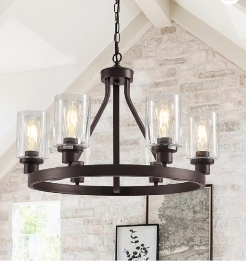 allen + roth dixon 5 -light bronze transitional bare bulb for use in bedrooms, dining rooms, foyers, kitchens, living rooms chandelier