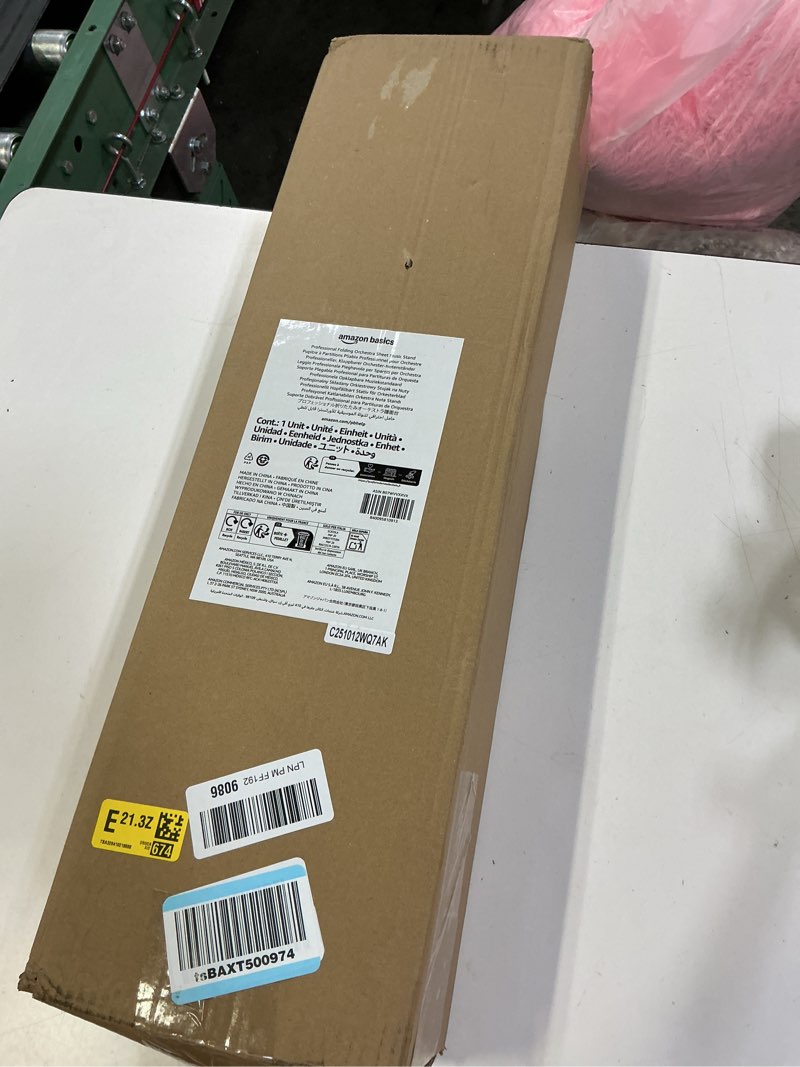 Condition photo showing Good Condition for Amazon Basics Adjustable Folding Music Stand, 31" to 55" height - For School Music Program, Ensembles, Bands, Seated & Standing, Black