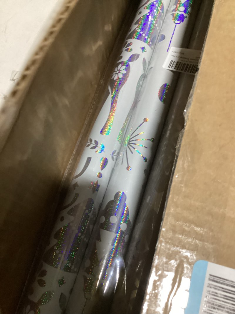 Condition photo showing Good Condition for LOMIMOS Christmas Wrapping Paper,with Laser Film and Cut Lines, Large Folded Sheets with 4 Designs, Pack of 4(30in × 144in Per Roll)