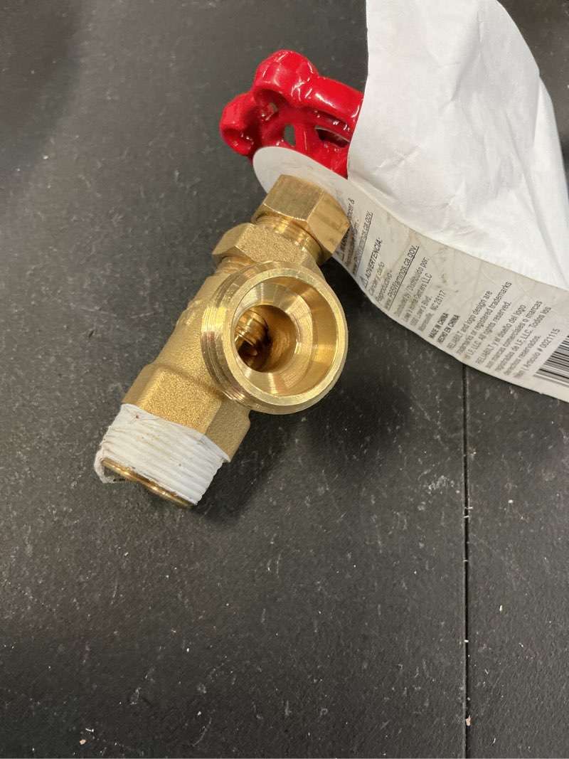 Condition photo showing As Is for reliabilt 1/2-in brass compression x hose thread boiler drain valve