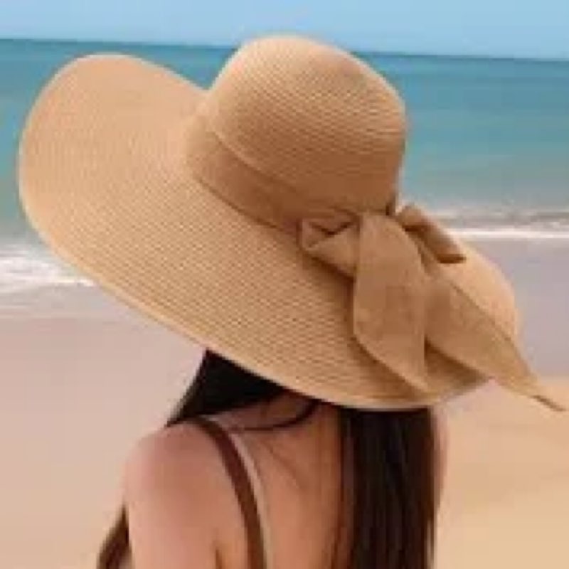 Wide Brim Straw Bowknot Coffee Sun Hats for Women Summer Beach Vacation Essential Foldable & Packabl
