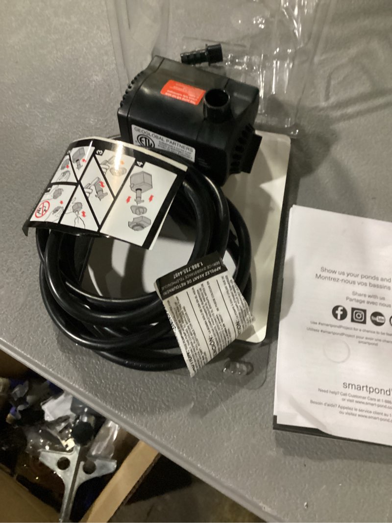 Condition photo showing As Is for smartpond low water shut-off 500 -gph submersible corded electric fountain pump