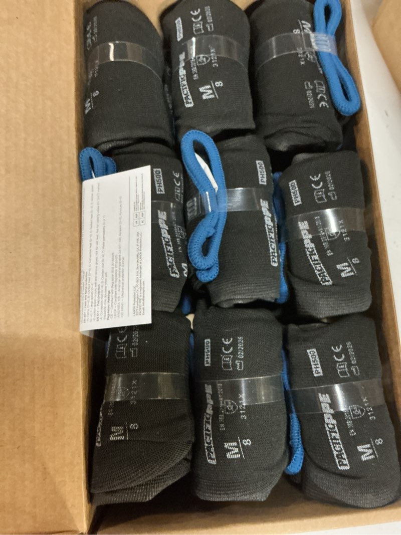 Condition photo showing New/Like New for pacific ppe 18 pairs work gloves, pu coated seamless knit gloves, touchscreen safety gloves with grip, ideal for general duty work, men and women, black, medium medium(fits like s) black (18 pairs)