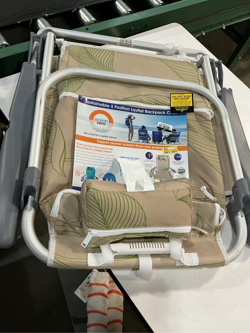 Condition photo showing Good Condition for ocean zero lay flat outdoor portable floral beach chair tan