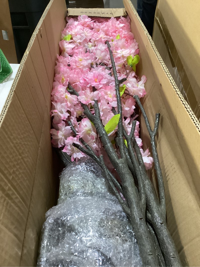 Condition photo showing New/Like New for artificial pink cherry blossom tree,7ft(84in) faux japanese sakura indoor decoration,natural fake cherry floral tree outdoor decor,realistic silk pink flowers for living room,office,wedding party cherry blossom(pink 2) 7ft