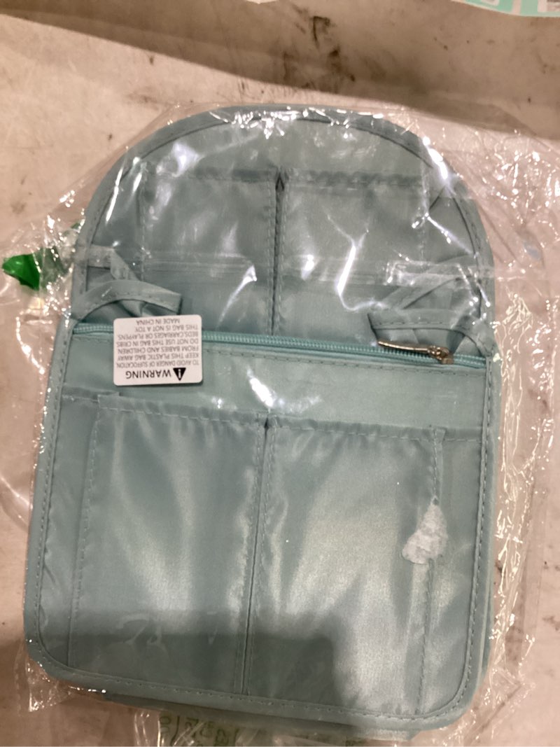 Condition photo showing Good Condition for vercord backpack organizer insert liner hanging travel bag in bag with many pockets medium light blue