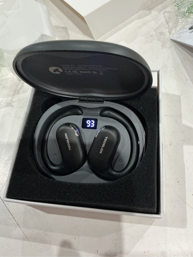 Condition photo showing Good Condition for open ear earbuds bluetooth 5.4: 50h playtime, 16.2mm drivers, open ear headphones with earhooks, ipx6, digital display, touch control, clear calls, comfort-fit for running, cycling, workouts