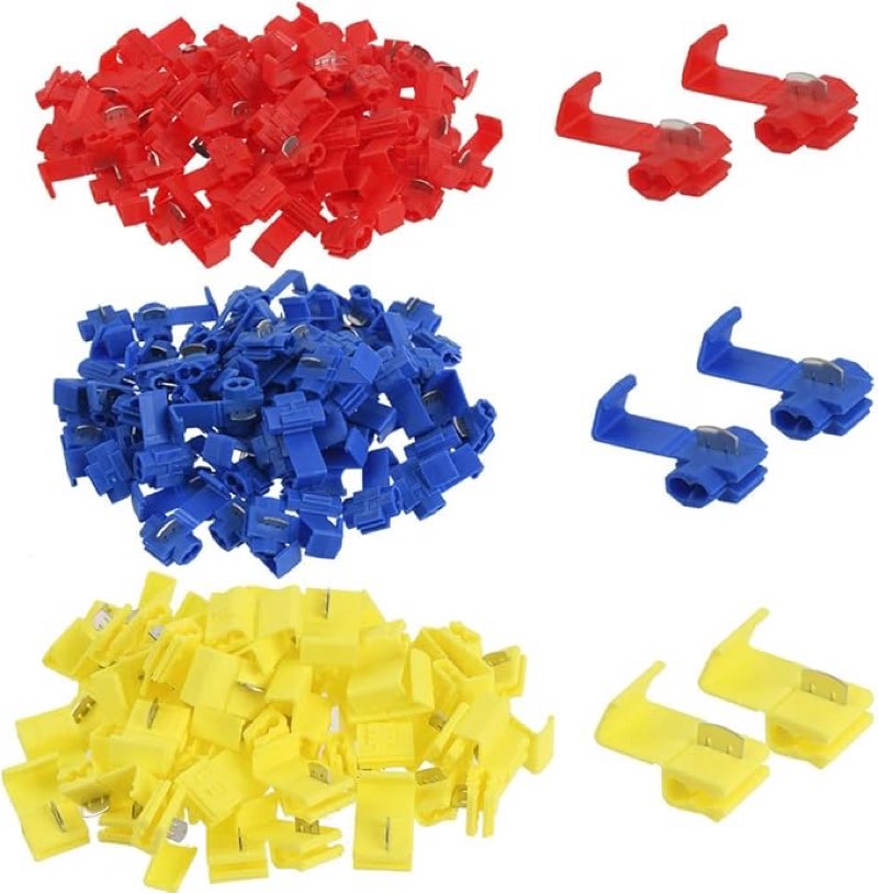 TIMESETL 180Pcs Quick Splice Wire Connectors, Solderless Snap Wire Connector, Electrical Wire Splice Connector, Insulated Wire Crimp Connectors Terminal Joint 22-10 AWG