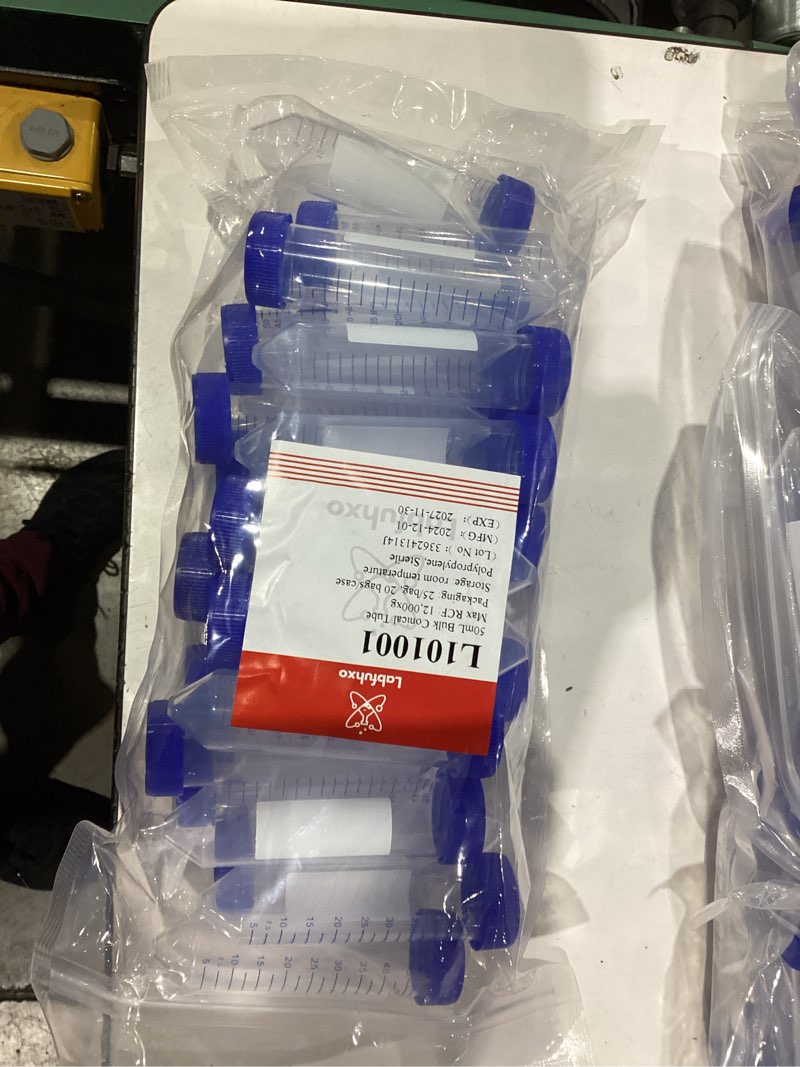 Condition photo showing New/Like New for 50mL Conical Centrifuge Tubes, [25 Items/1 Pack] Plastic Test Tube with Screw Caps, 50mL sterile Test Tubes with Lids, 50 mL Skirted Tubes with Printed Graduation and Write-on Spot 50ml,Conical,Sterile 25