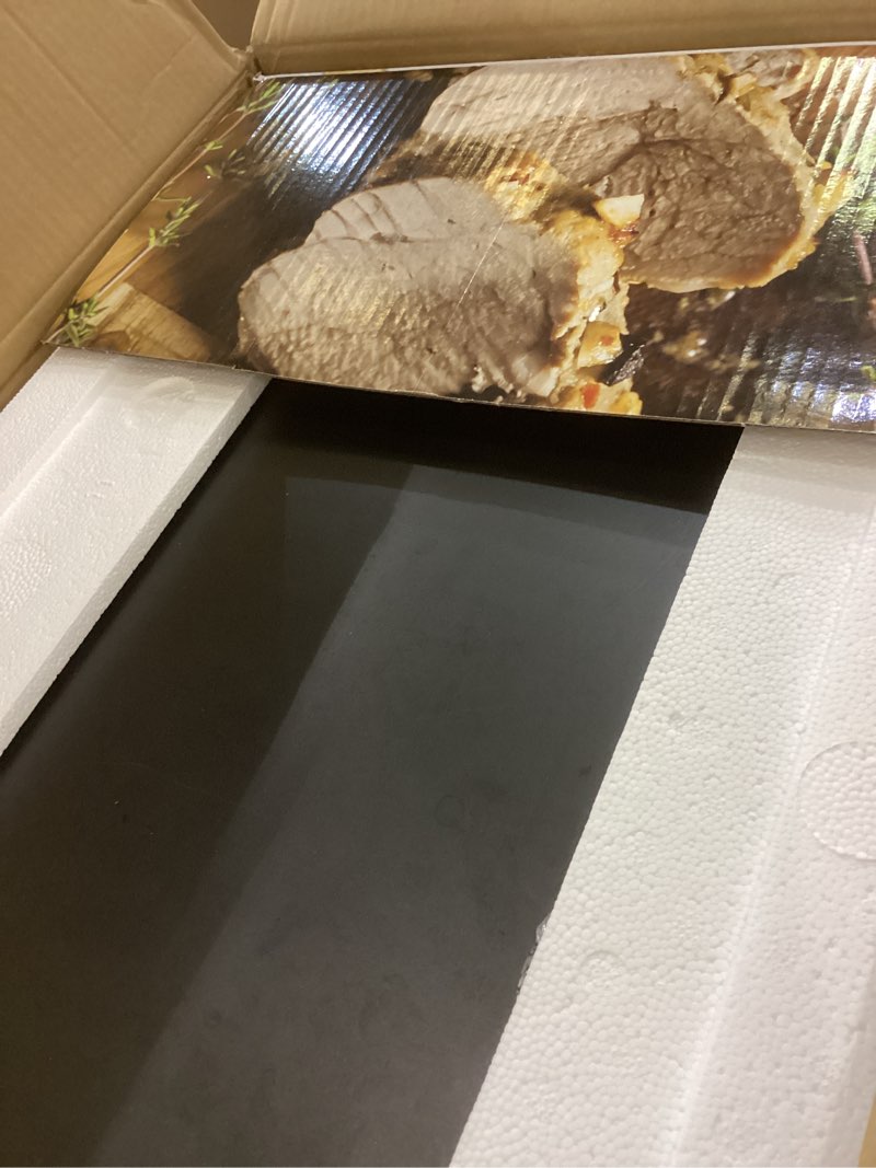 Condition photo showing As Is for BLACK+DECKER 8-Slice Extra Wide Convection Toaster Oven, Fits 9"x13" Oven Pans and 12" Pizza, Bake, Toast, Broil, and Keep Warm Functions, Countertop Compact Design with Stainless Steel Finish