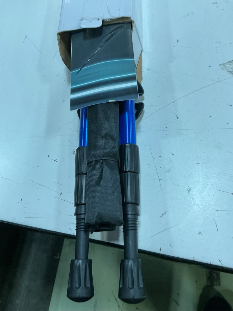 Condition photo showing Good Condition for thefitlife nordic walking trekking poles - 2 sticks with anti-shock and quick lock system, telescopic, collapsible, ultralight for hiking, camping, mountaining, backpacking, walking, trekking blue